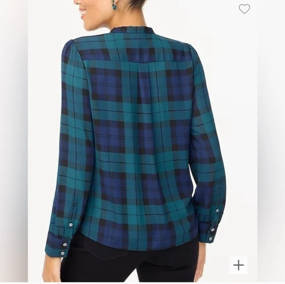 J. Crew Womens Blue/Green Plaid Blouse - Picture 3 of 10